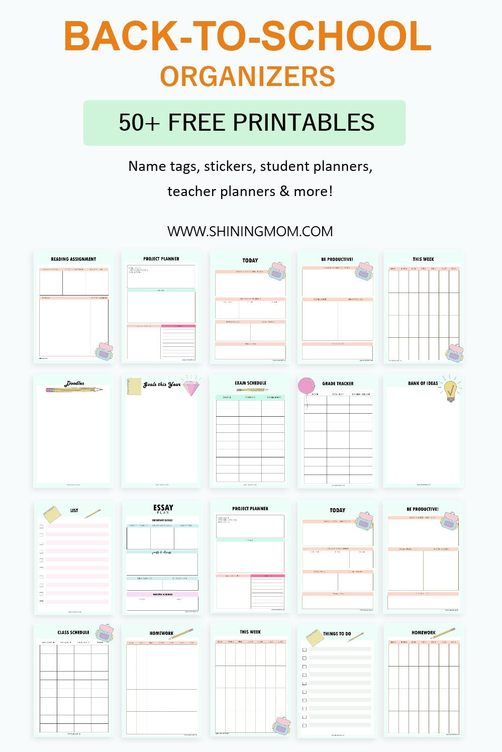 Back To School Planner Printables Back To School Planner Printables