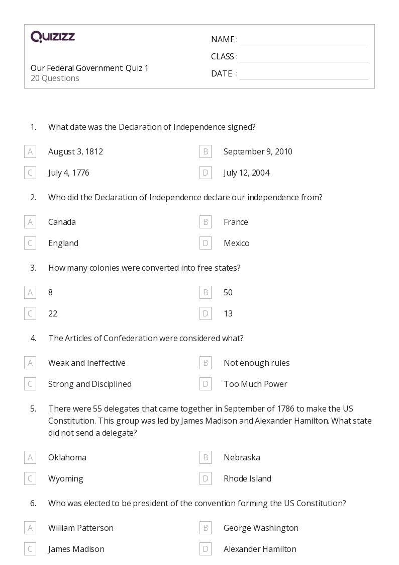 50 Federal Government Worksheets For 3rd Class On Quizizz Free 