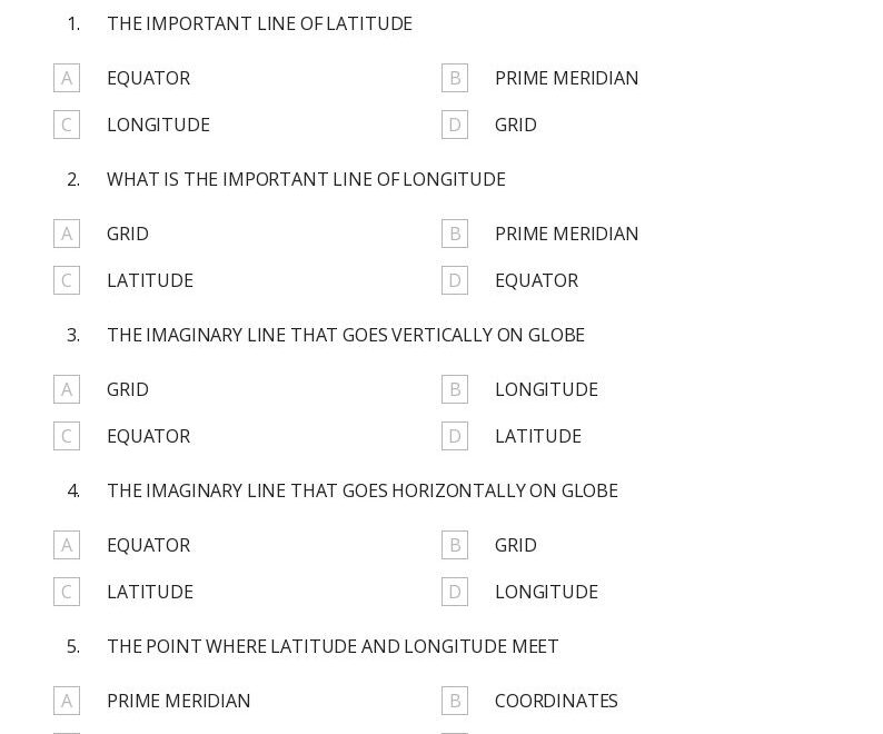 50 Latitude And Longitude Worksheets For 3rd Class On Quizizz