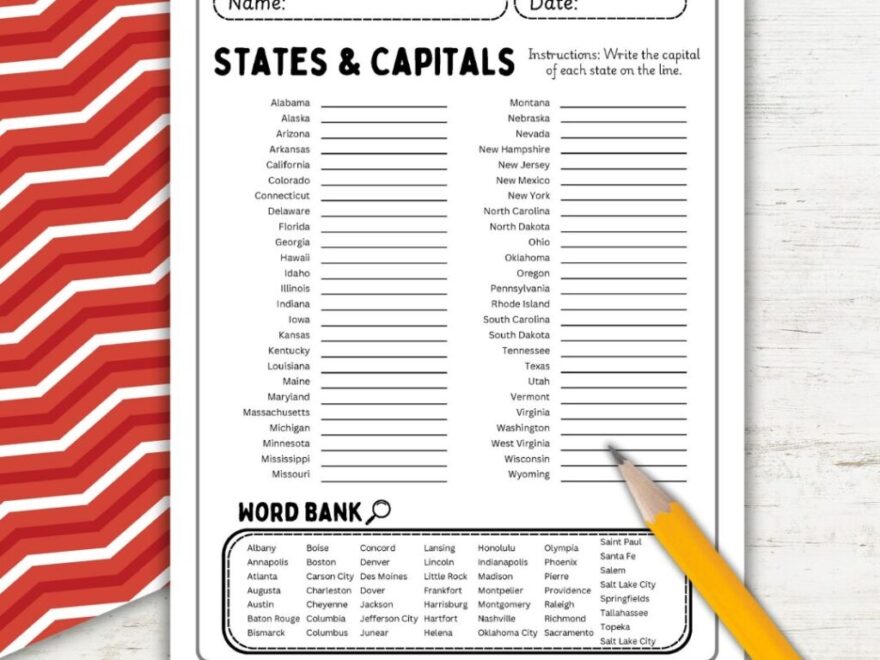 50 States And Capitals Worksheets For Fun Geography Learning