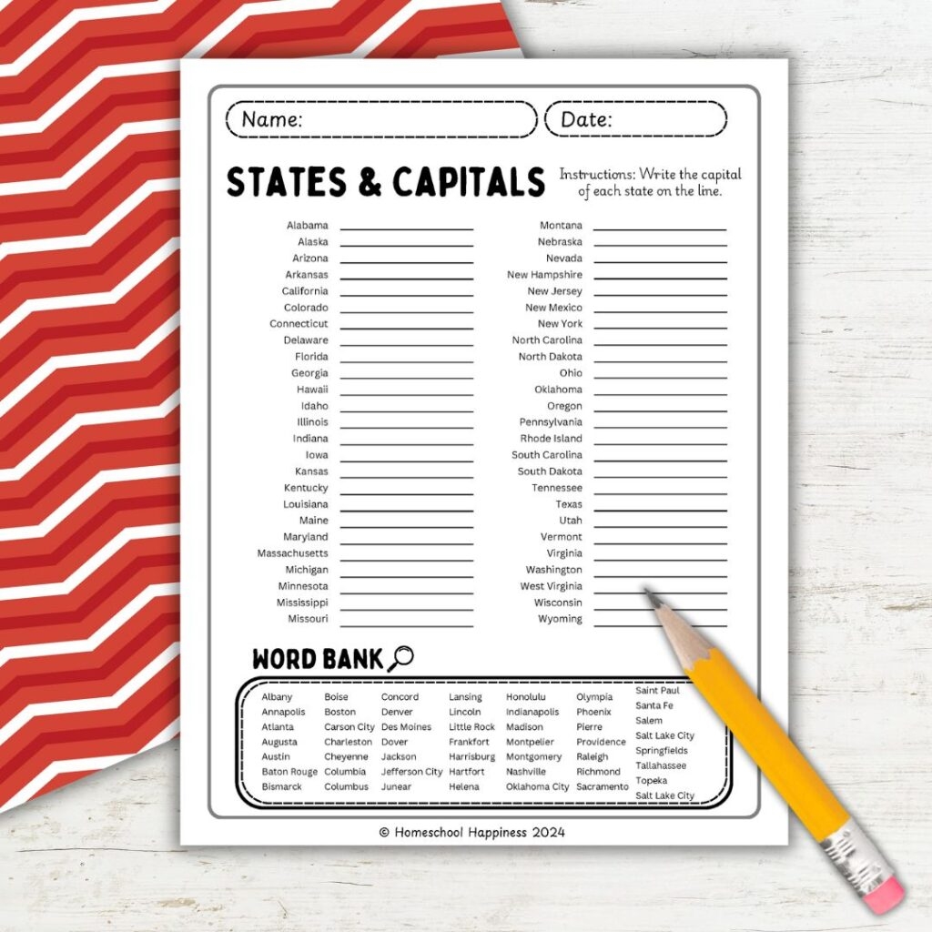 50 States And Capitals Worksheets For Fun Geography Learning 50 States And Capitals Worksheets For Fun Geography Learning
