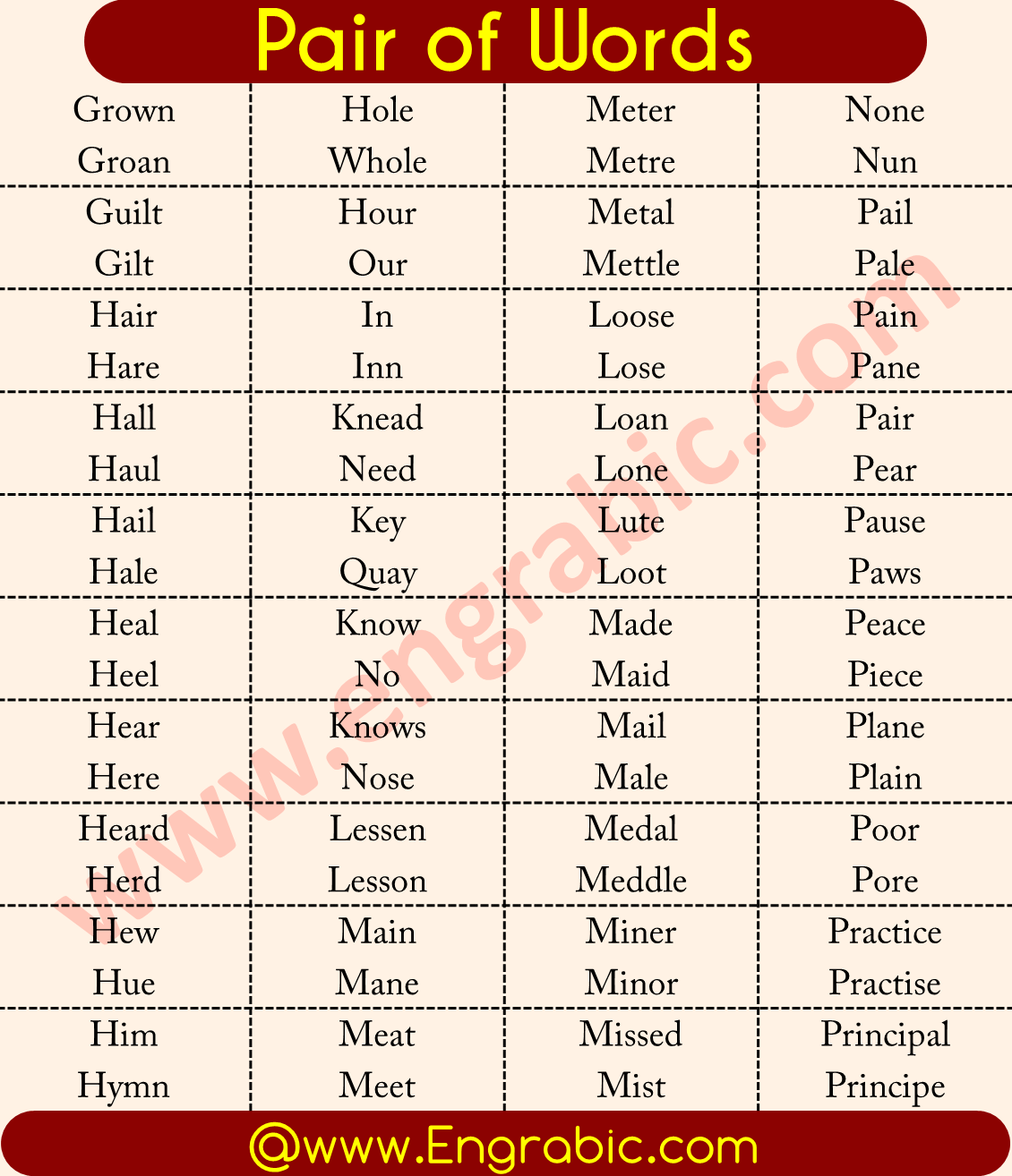 501 Pair Of Words Words To Spell Words Writing Words 