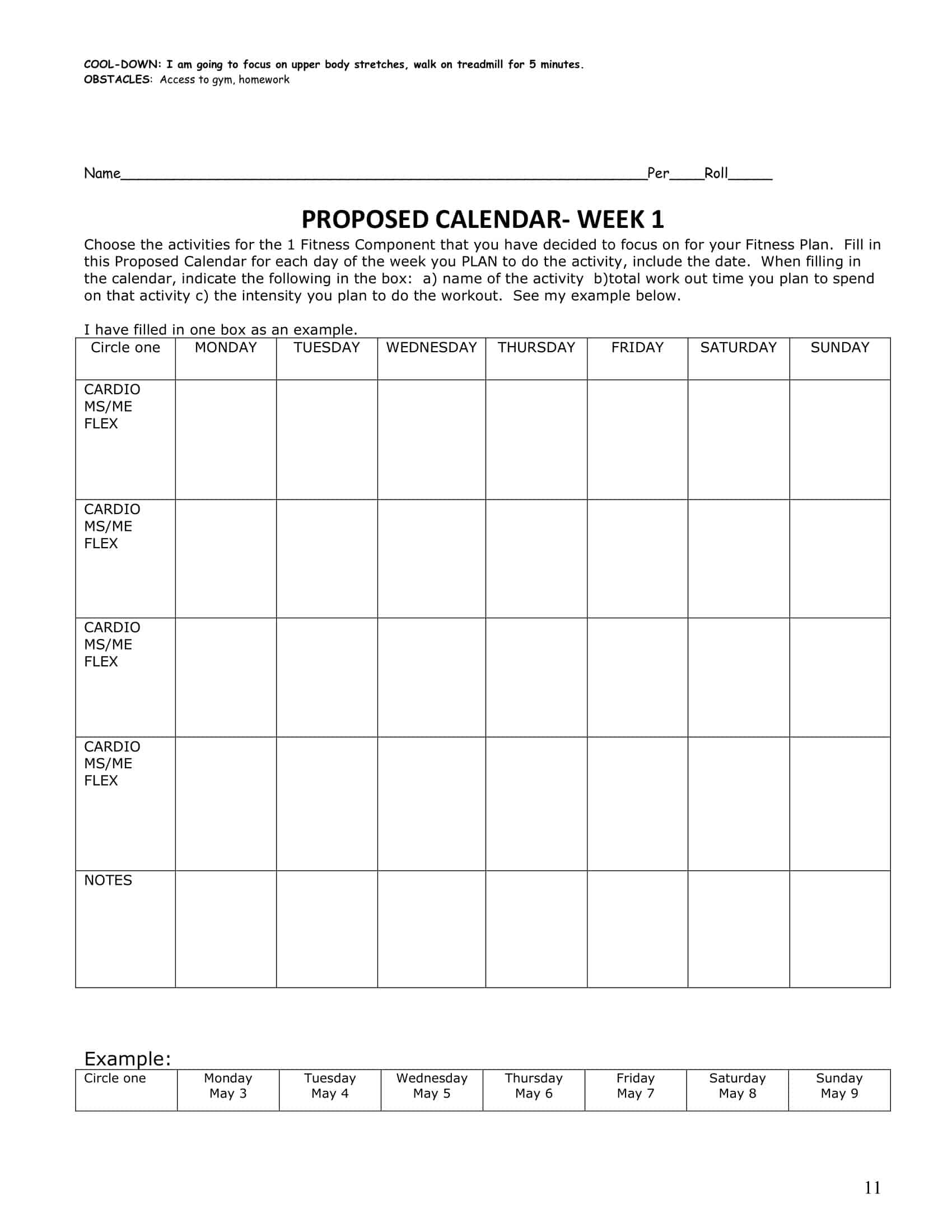 56 Free Printable Exercise Chart Templates Word PDF 
