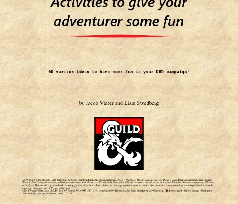60 Various Downtime Activities To Give Your Adventurer Some Fun