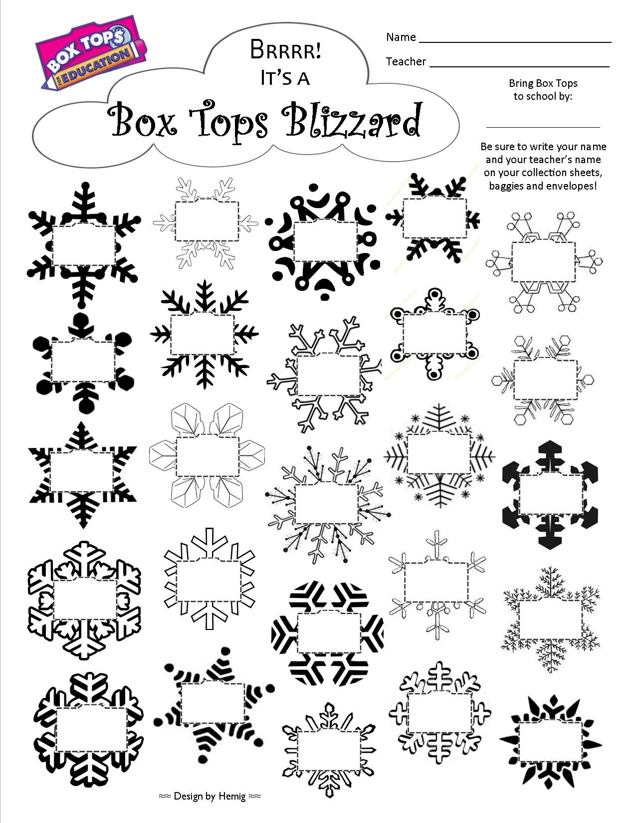Boxtops For Education Printable Sheets