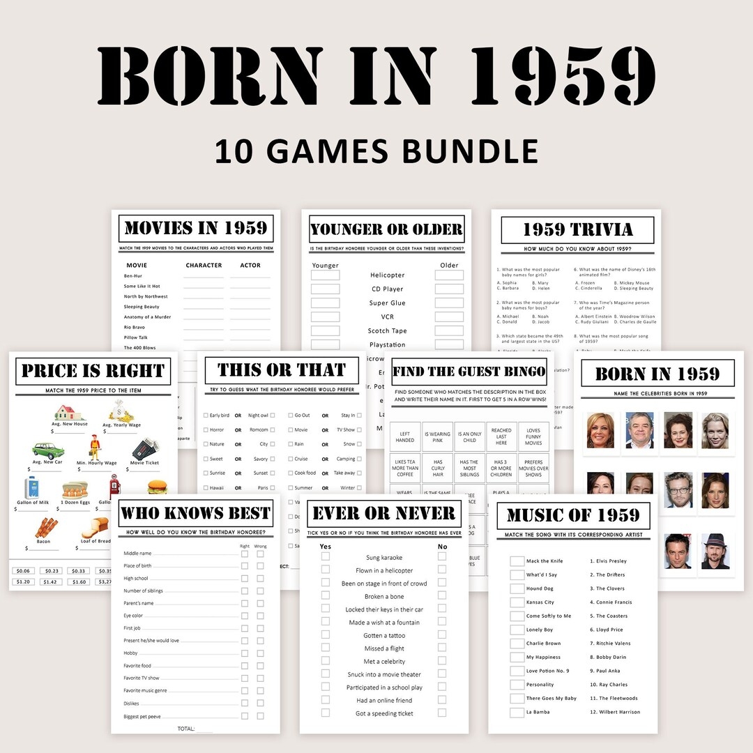 66 Geburtstag Spiele Bundle 66 Geburtstag Party Spiele 1959 