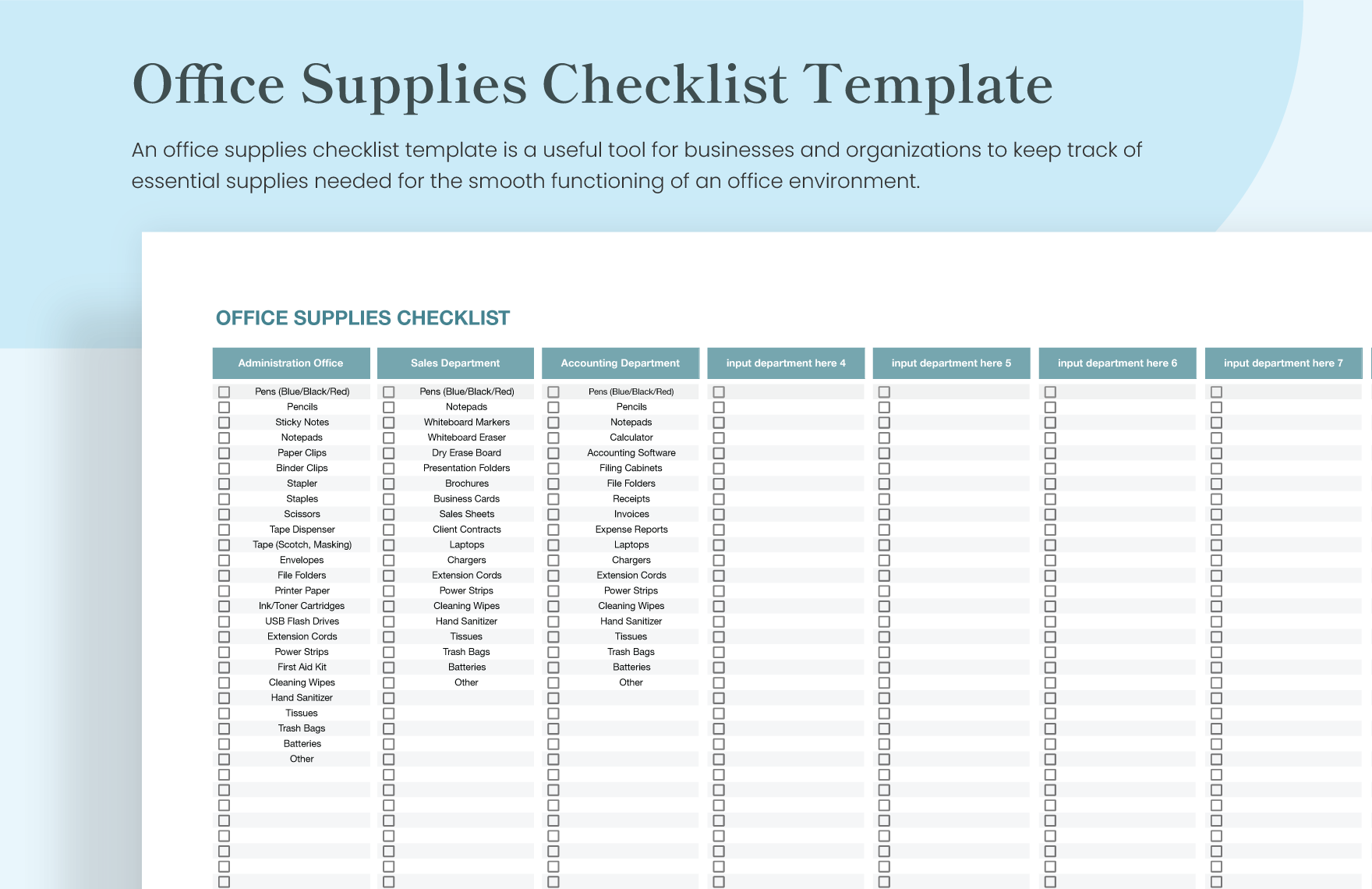 7 Office Supply Checklist Templates In PDF Word 7 Office Supply Checklist Templates In PDF Word