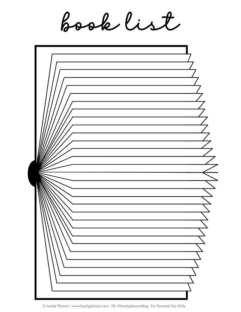 Bullet Journal Book List Free Printable
