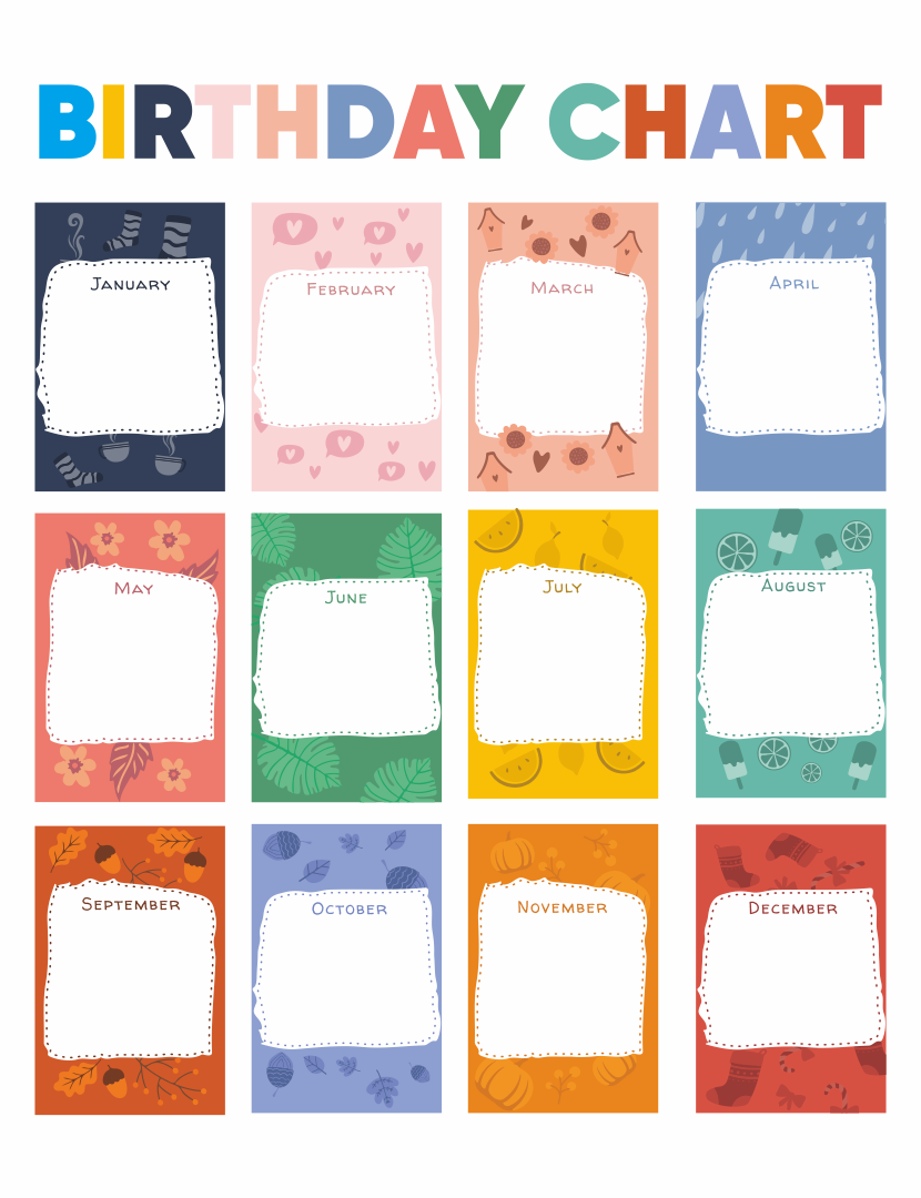 Free Printable Birthday Charts For Classroom Free Printable Birthday Charts For Classroom