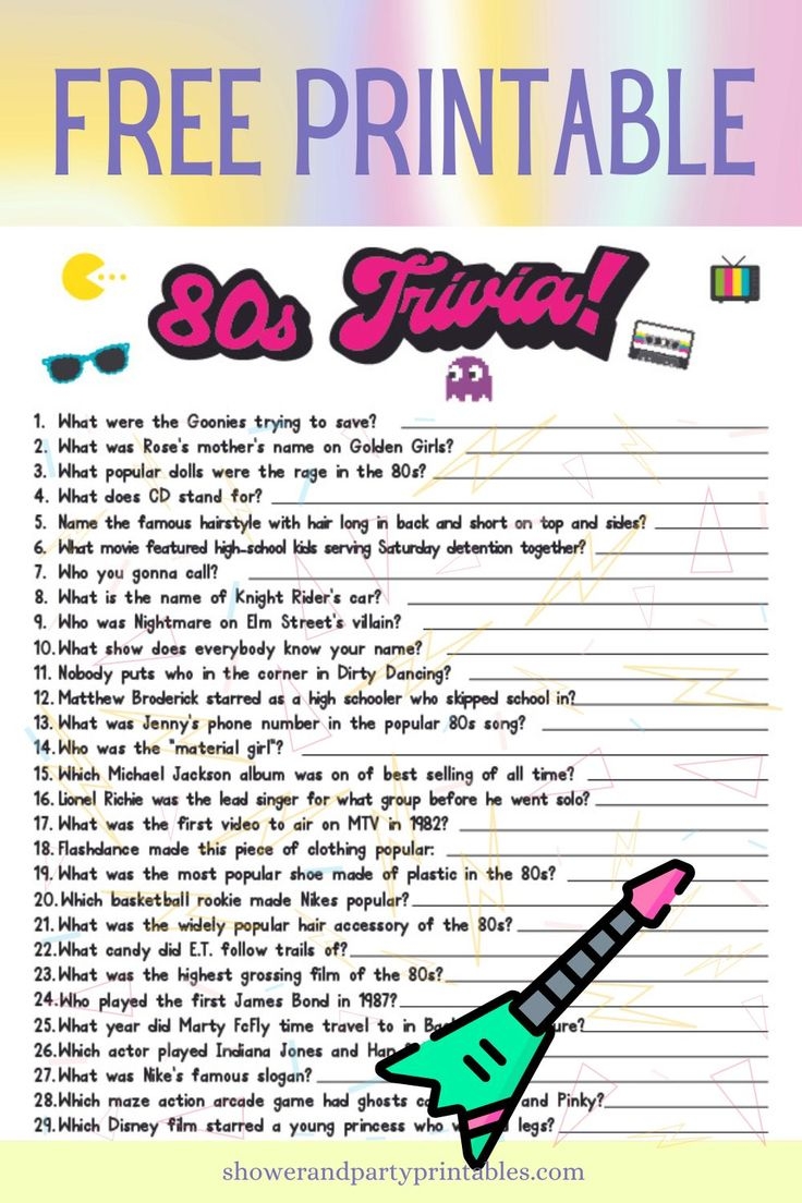 80s Trivia Questions And Answers Printable Free 80s Trivia Questions And Answers Printable Free
