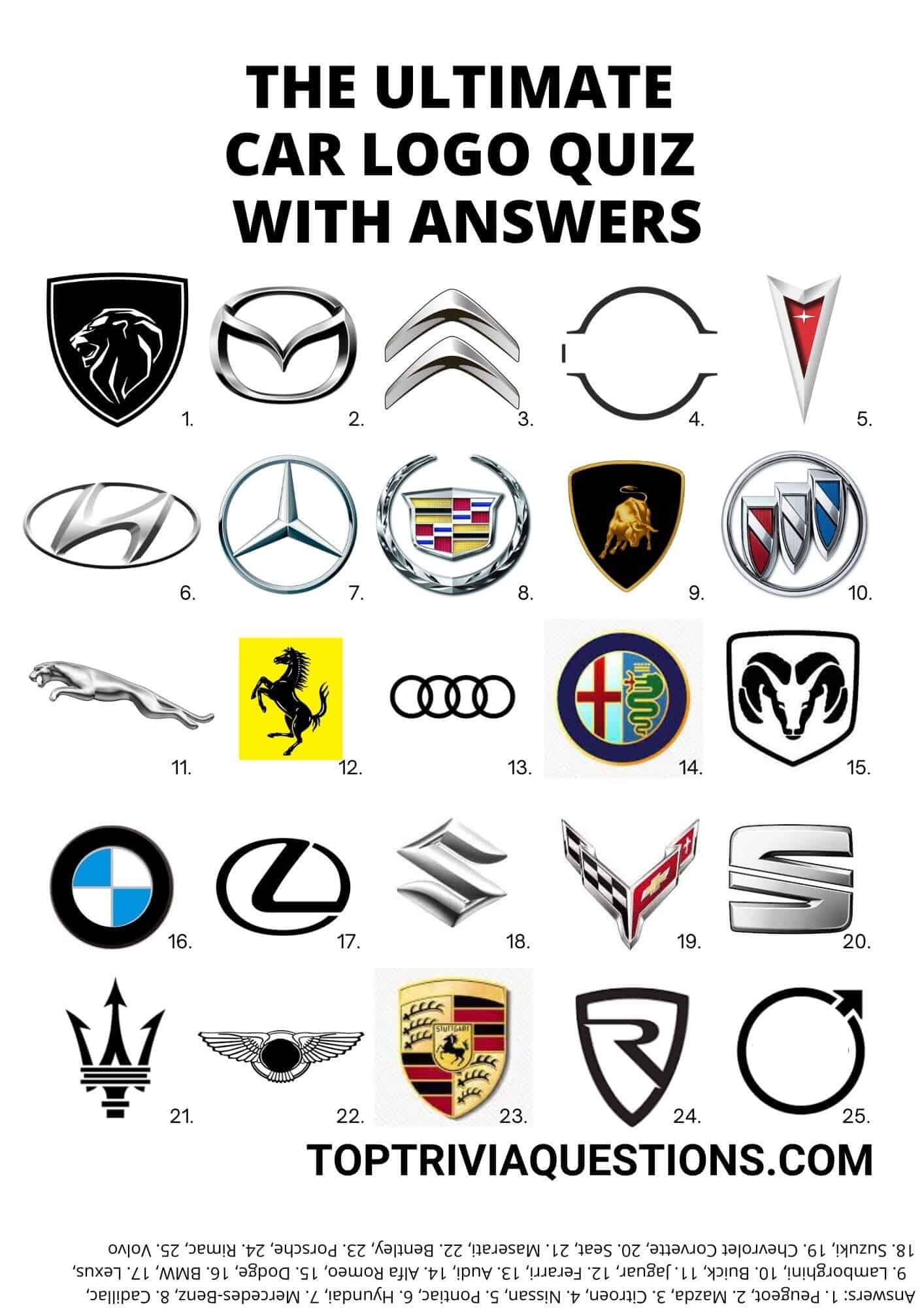 Printable Car Logo Quiz With Answers Printable Car Logo Quiz With Answers