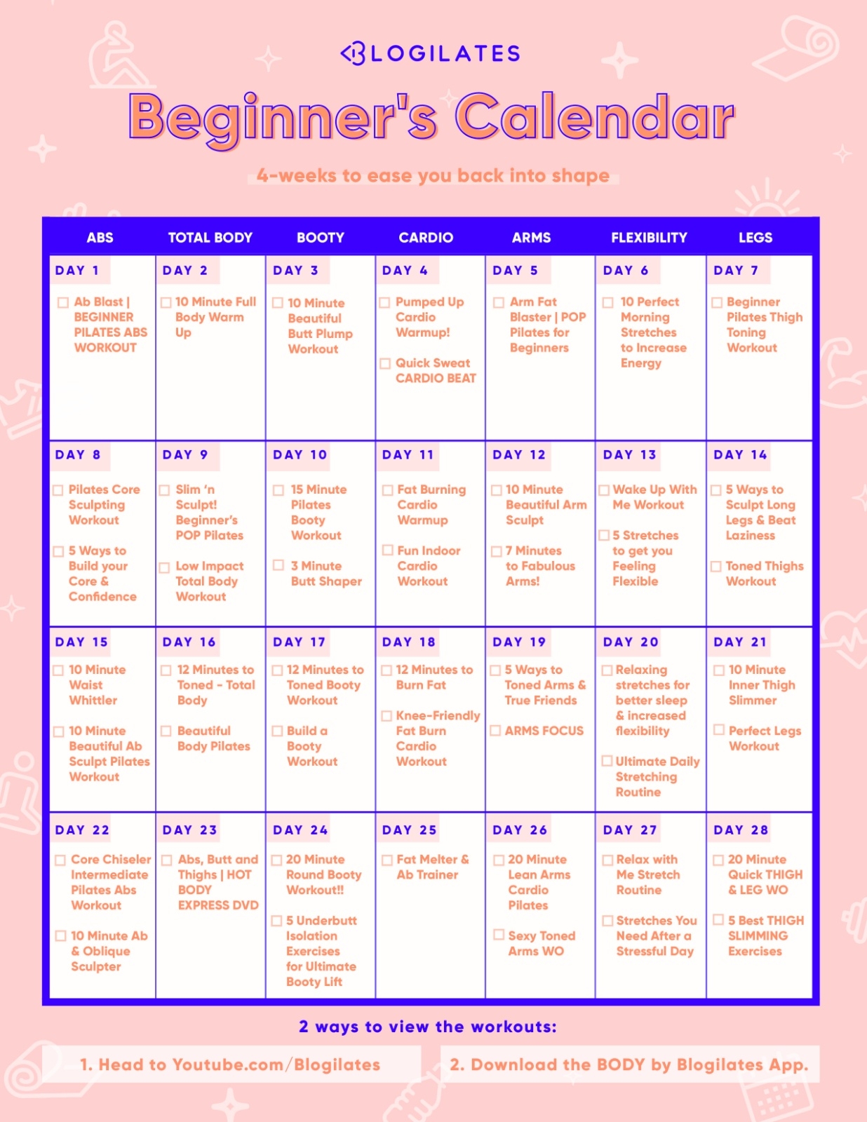 Workout Schedule For Beginners Printable Workout Schedule For Beginners Printable