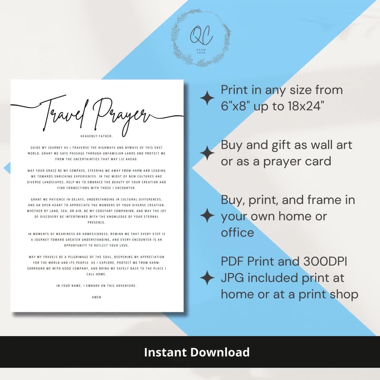 A Prayer For Travelers Printable Wall Art Home Decor Christian Traveller Poster Print Sign Travel Prayer Downloadable Gift For Travelers A Prayer For Travelers Printable Wall Art Home Decor Christian Traveller Poster Print Sign Travel Prayer Downloadable Gift For Travelers