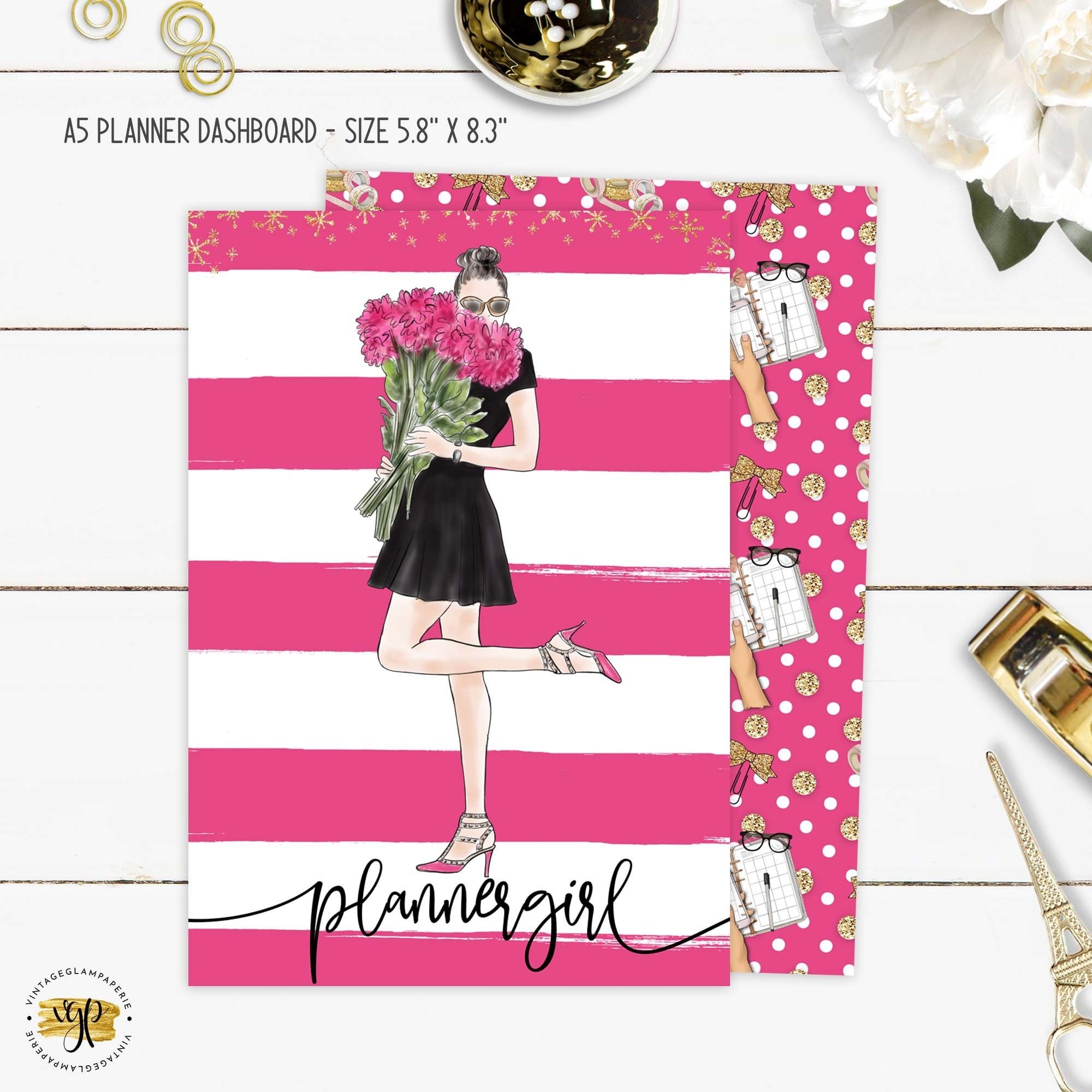 A5 Planner Dashboard Printable Watercolor Fashion Glam Planner 