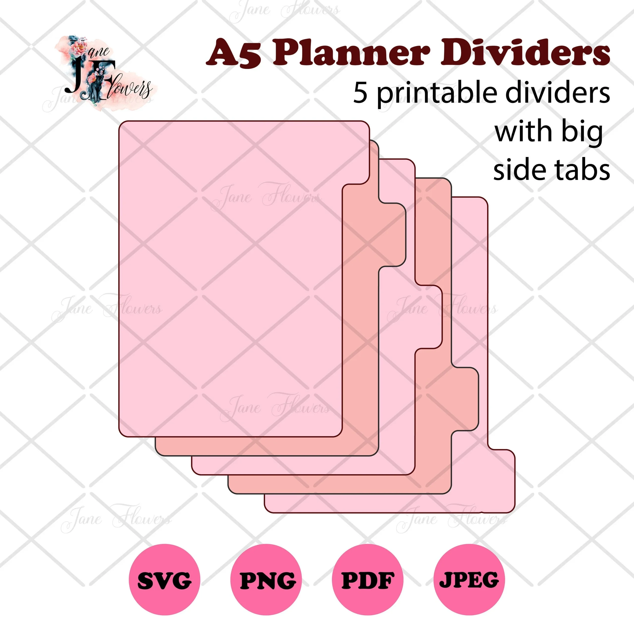 A5 Planner Tabs Divider Pages A5 Binder Dividers For Cricut A5 
