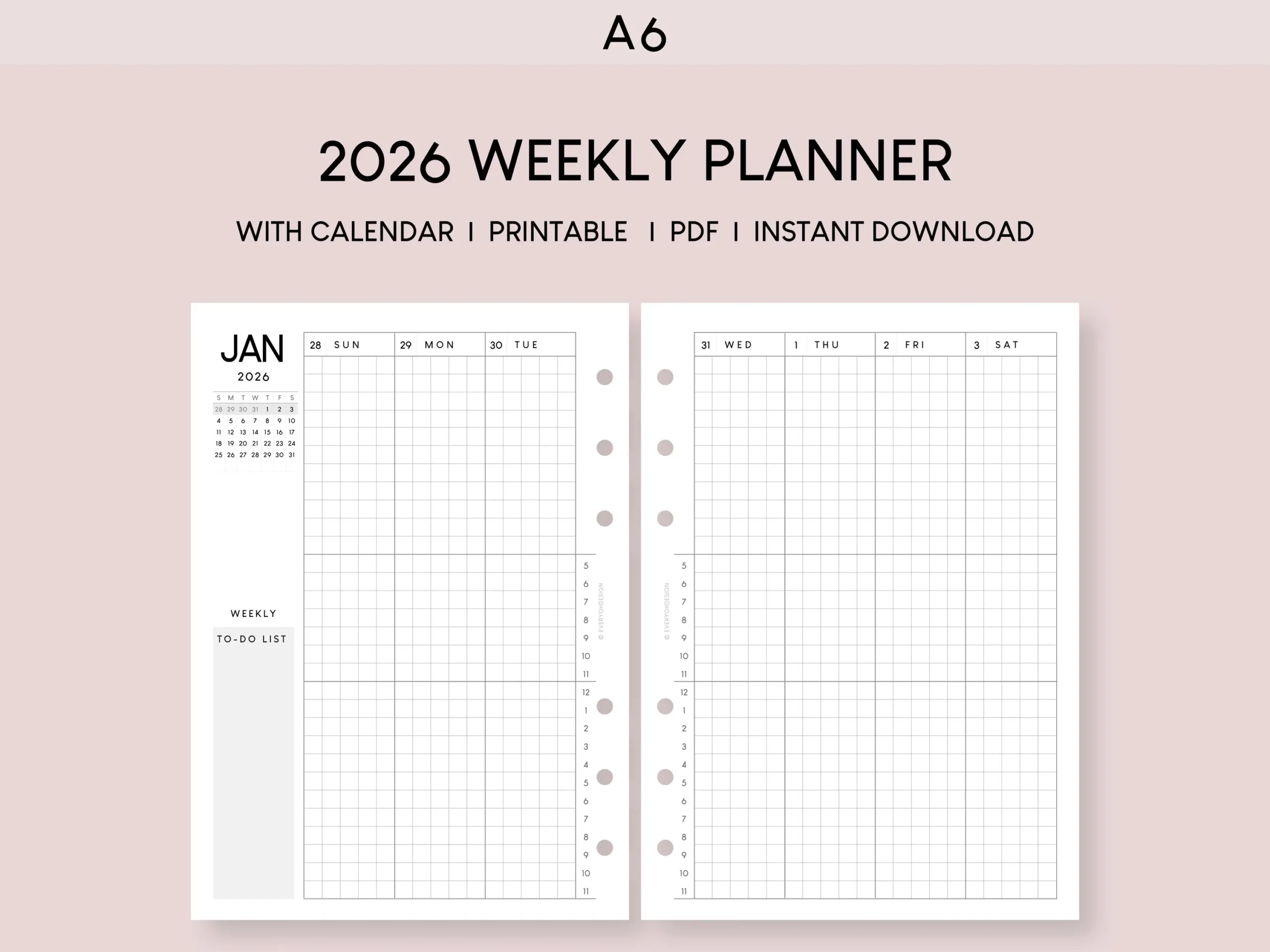 Printable Hourly Planner 2026