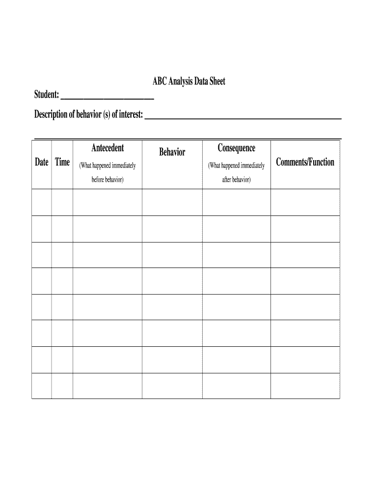 ABC Analysis Data Sheet Form Fill Online Printable Fillable ABC Analysis Data Sheet Form Fill Online Printable Fillable