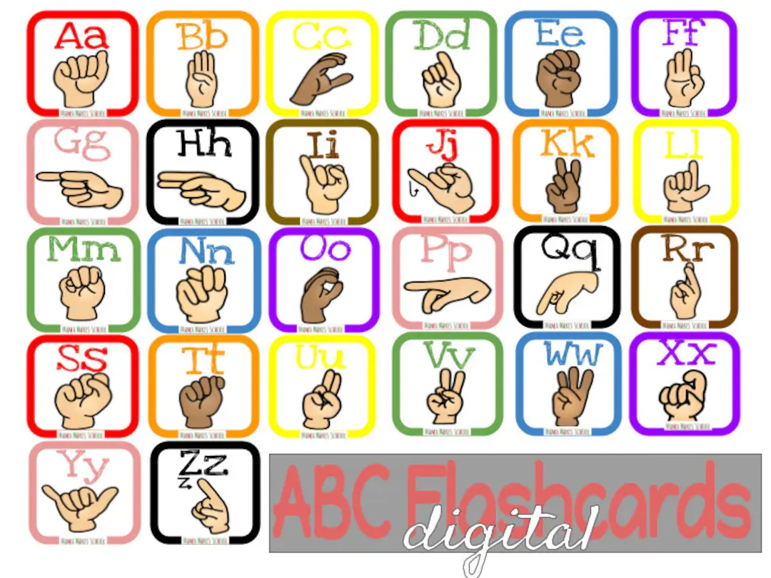 ABC ASL Flashcards DIGITAL Sign Language Printable Alphabet Etsy ABC ASL Flashcards DIGITAL Sign Language Printable Alphabet Etsy