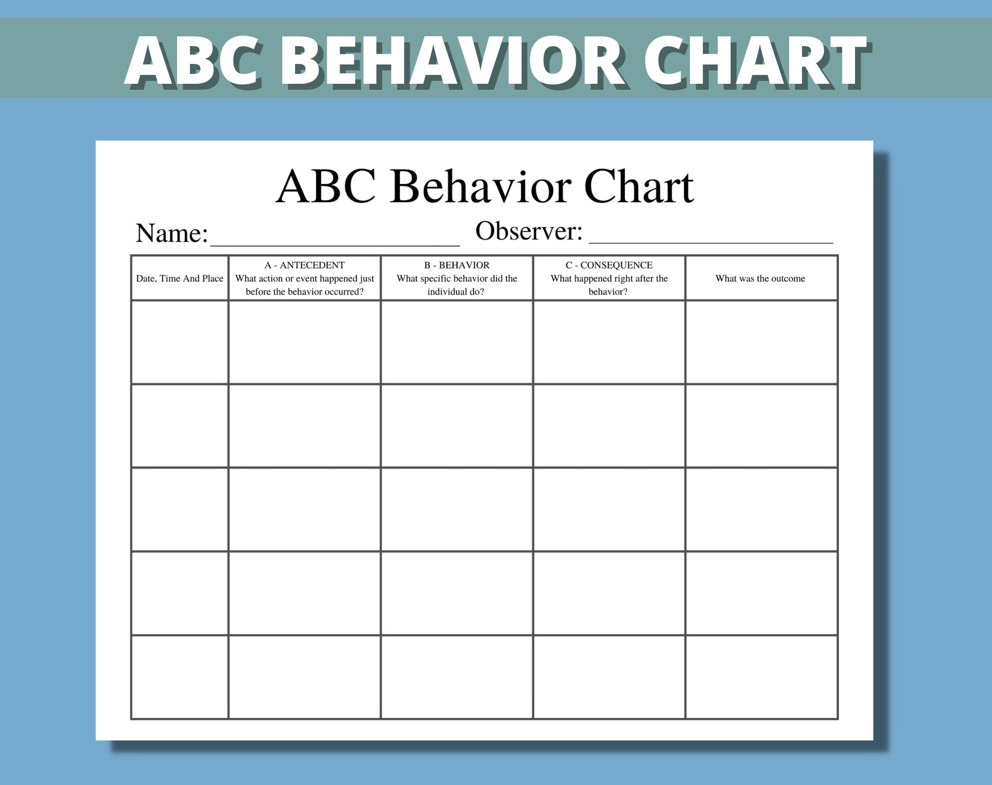 Free Printable Abc Data Collection Sheets Free Printable Abc Data Collection Sheets