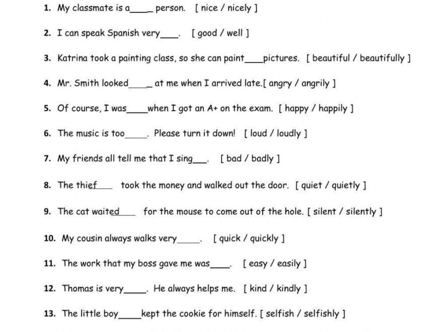 Adjective Or Ad Free Interactive Worksheets 1464370