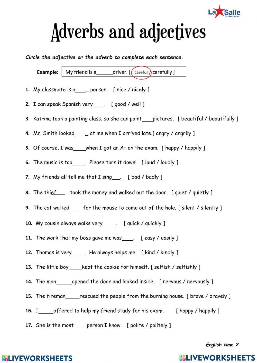 Adjective Or Ad Free Interactive Worksheets 1464370
