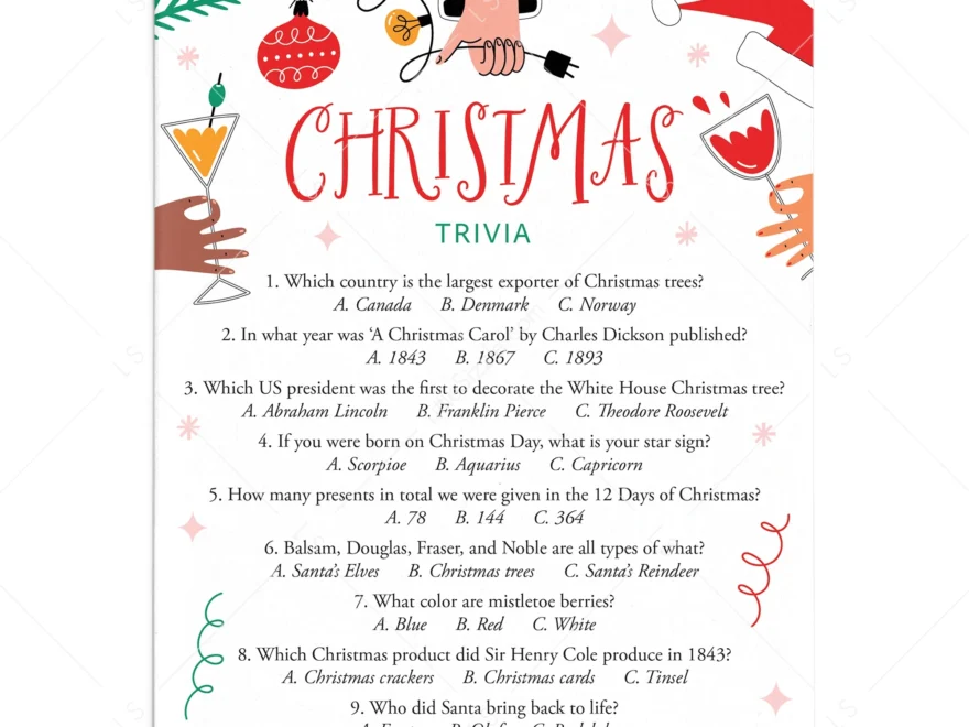 Adult Christmas Party Trivia Game Printable Answers Included LittleSizzle