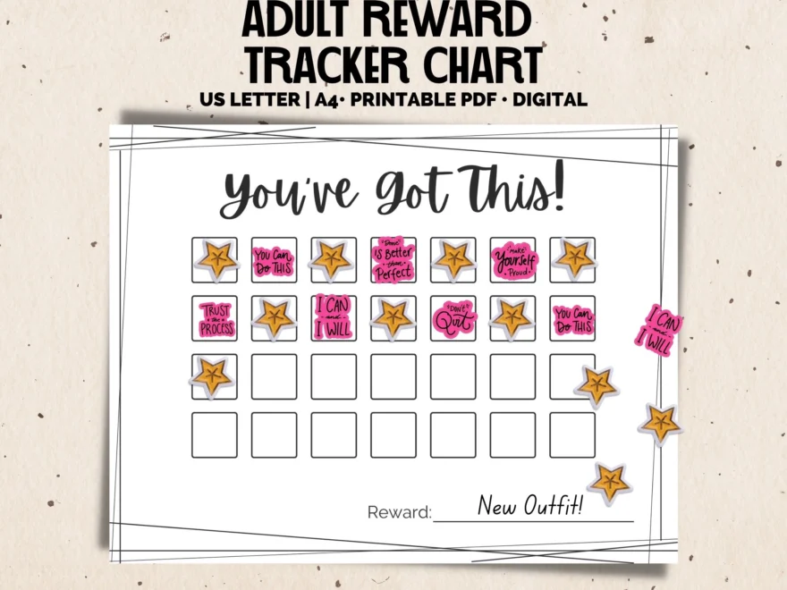 Adult Reward Chart 4 week Habit Tracker digital PDF Etsy UK