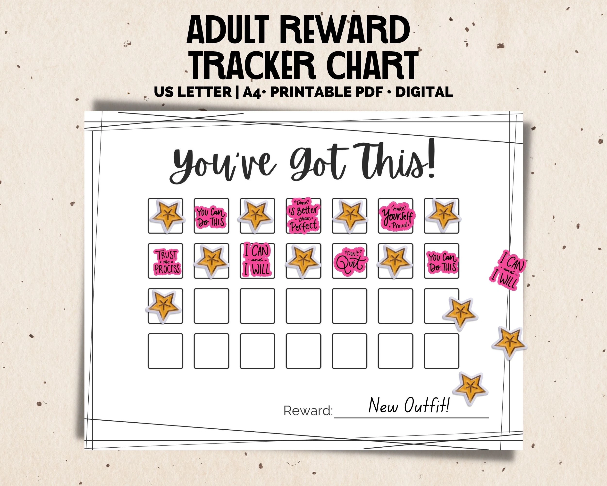 Adult Reward Chart 4 week Habit Tracker digital PDF Etsy UK