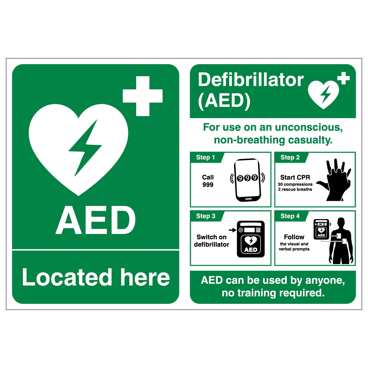 AED Located Here Defibrillator Poster SafetySigns4Less AED Located Here Defibrillator Poster SafetySigns4Less