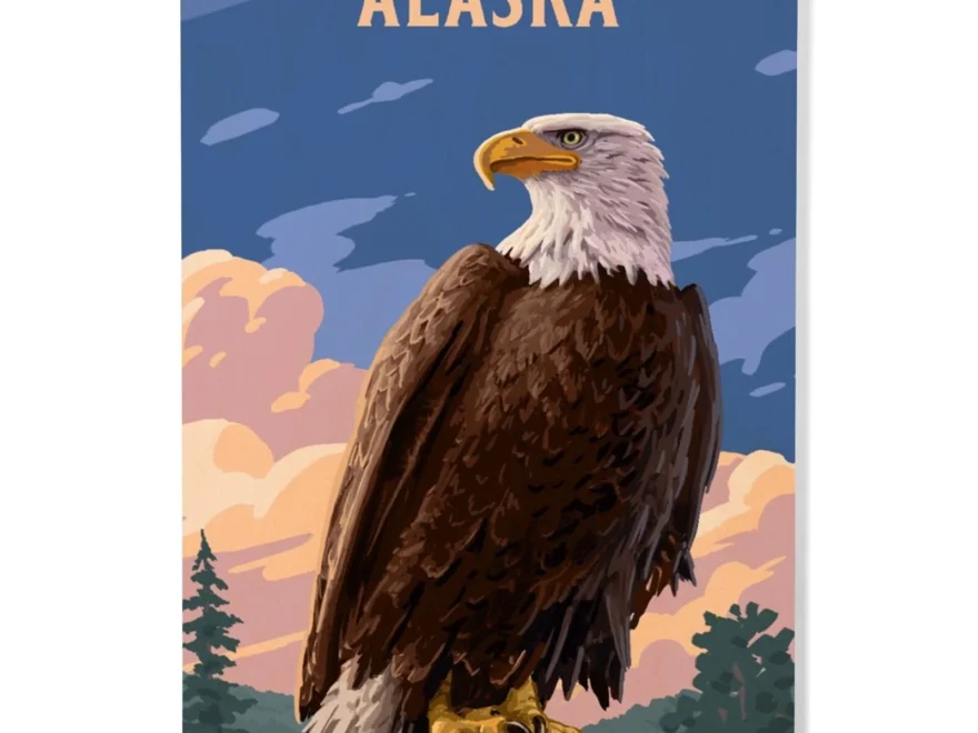 Alaska Painterly Bald Eagle Wood Signs And Postcards Lantern Press