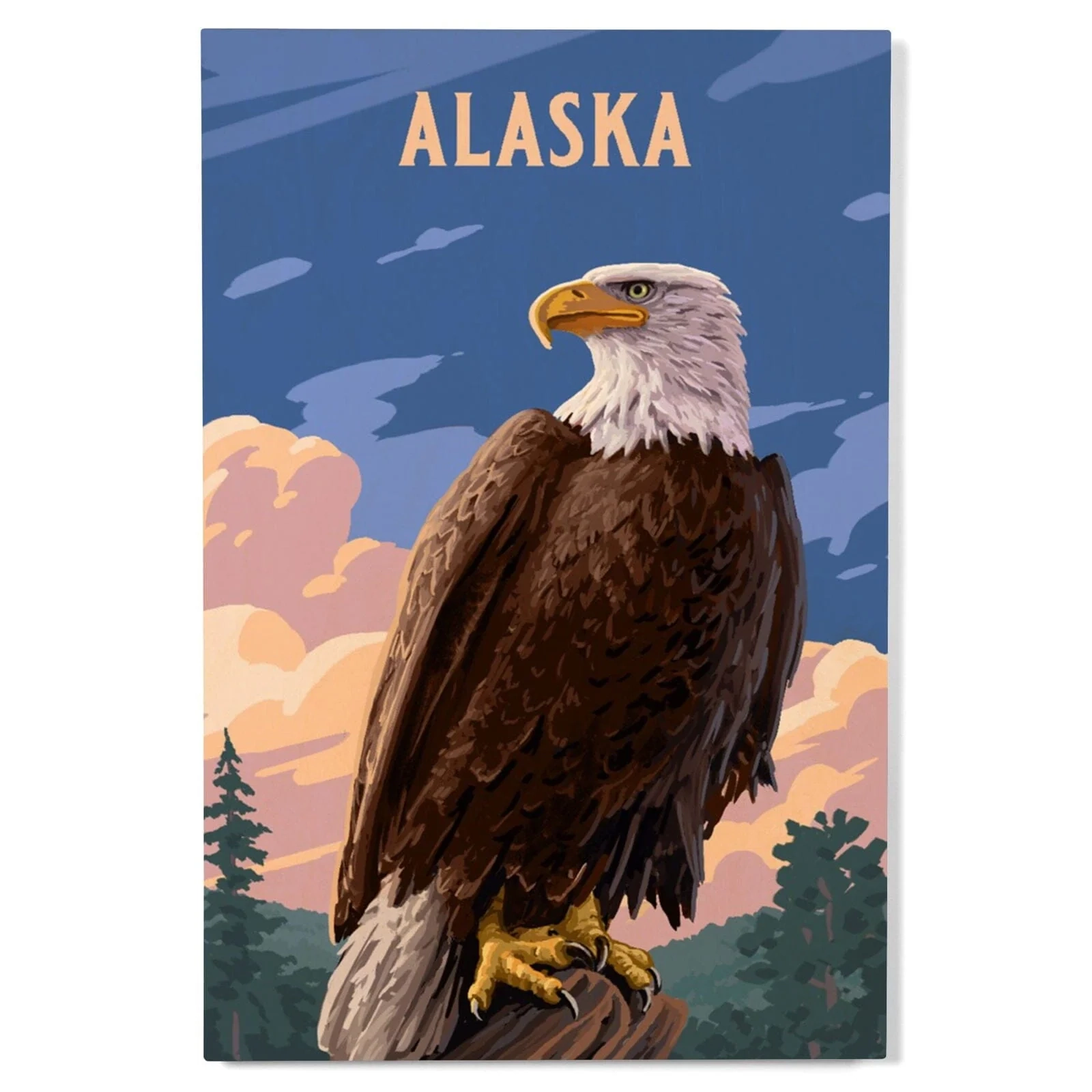 Alaska Painterly Bald Eagle Wood Signs And Postcards Lantern Press