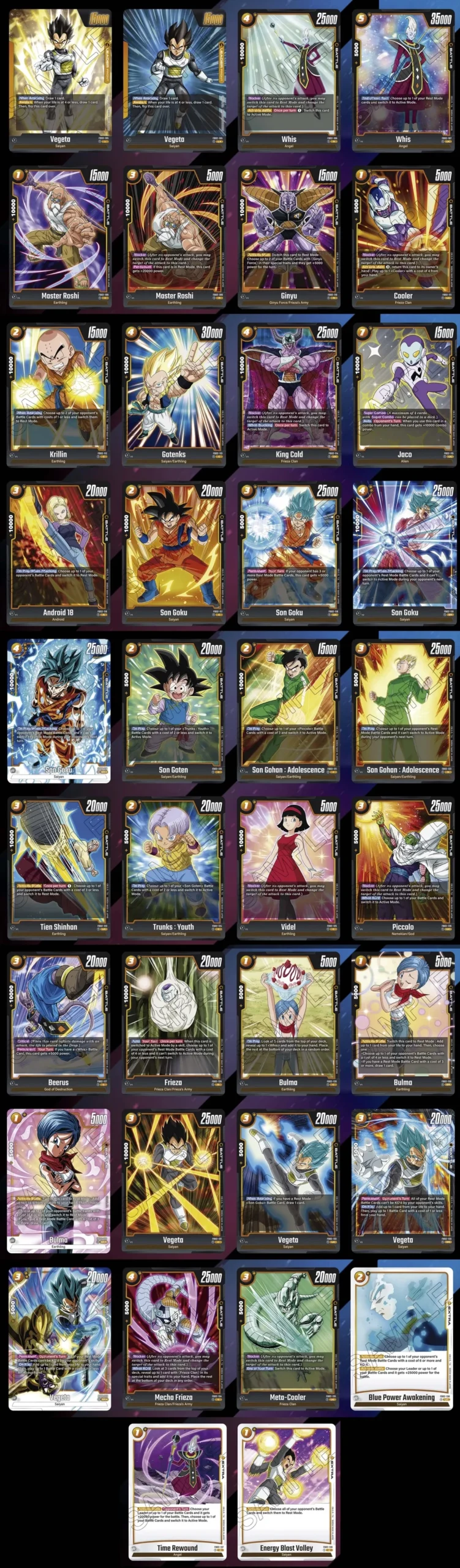 Printable Dragon Ball Super Card List