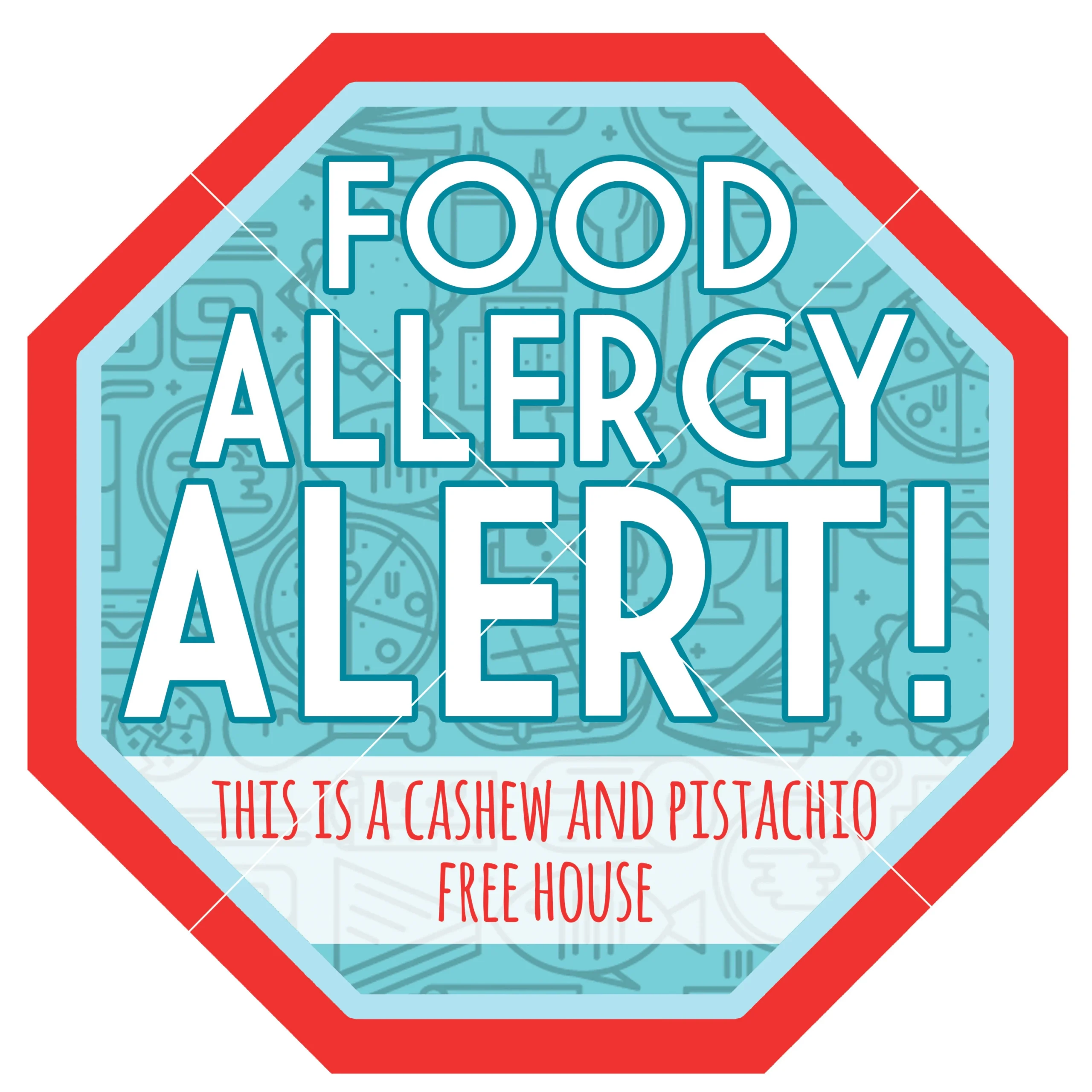 Allergy Alert Stop Sign PRINTABLE INSTANT DOWNLOAD Lunchbox Sign Car Seat Sign Stroller Sign Nut Allergy Food Allergy Sign Stop Sign Etsy