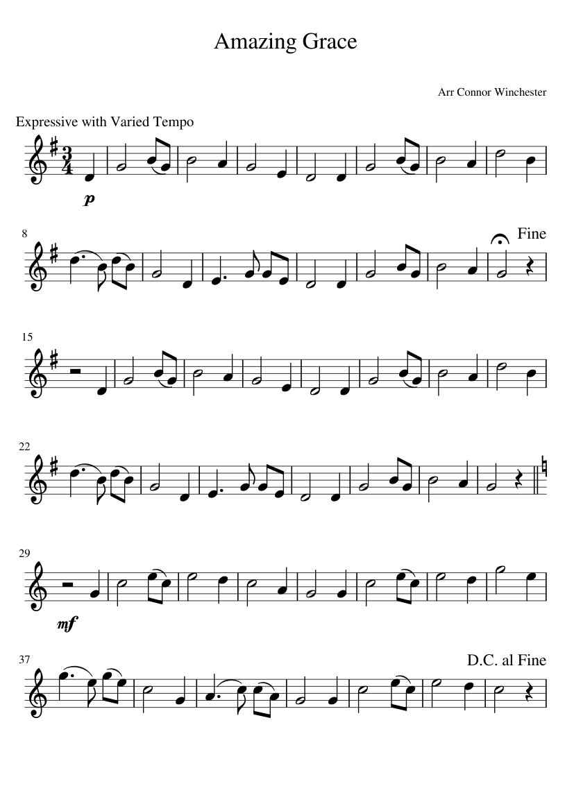 Amazing Grace Sheet Music For Flute Solo MuseScore Amazing Grace Sheet Music For Flute Solo MuseScore