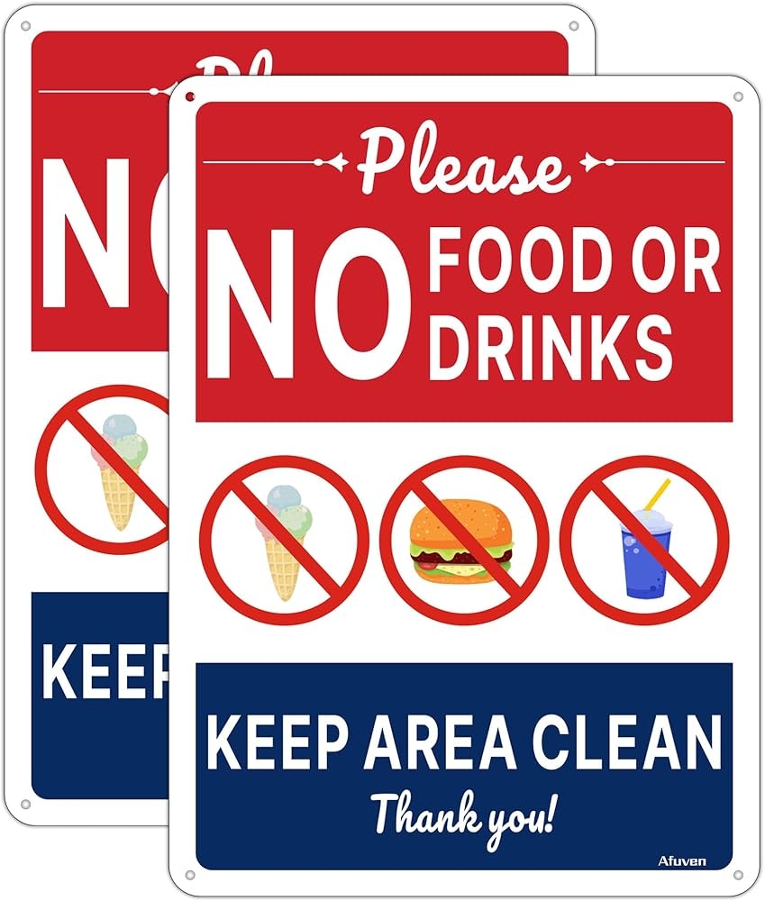 Amazon Letreros De No Food Or Drink Keep Area Clean De 10 X 7 Pulgadas Aluminio Libre De xido Resistente A La Intemperie F cil De Instalar Uso Al Aire Libre Paquete De Amazon Letreros De No Food Or Drink Keep Area Clean De 10 X 7 Pulgadas Aluminio Libre De xido Resistente A La Intemperie F cil De Instalar Uso Al Aire Libre Paquete De