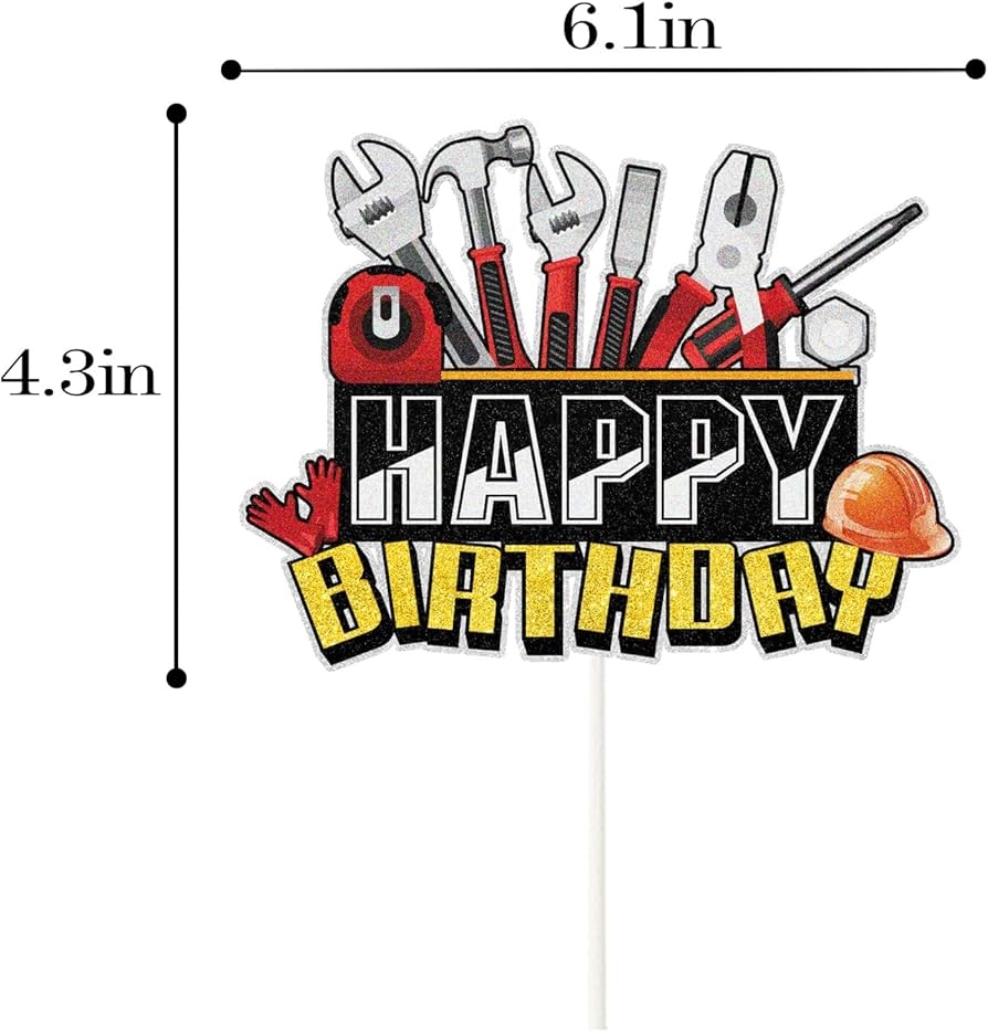 Amazon Tools Happy Birthday Cake Topper Worker Tools Handyman 