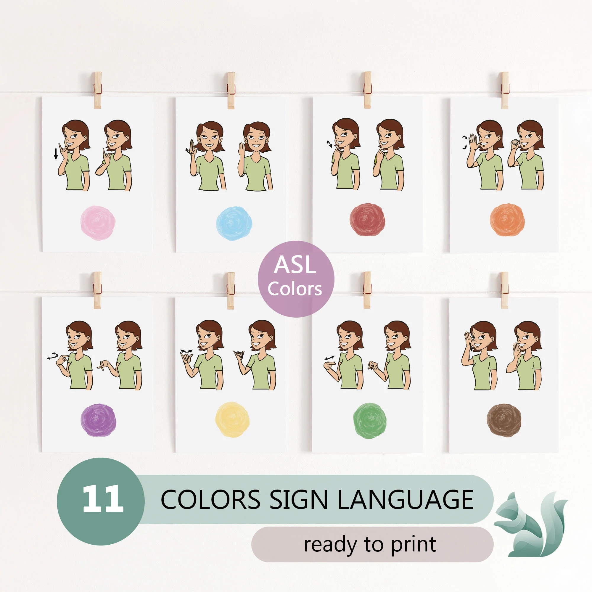 Sign Language Colors Free Printable
