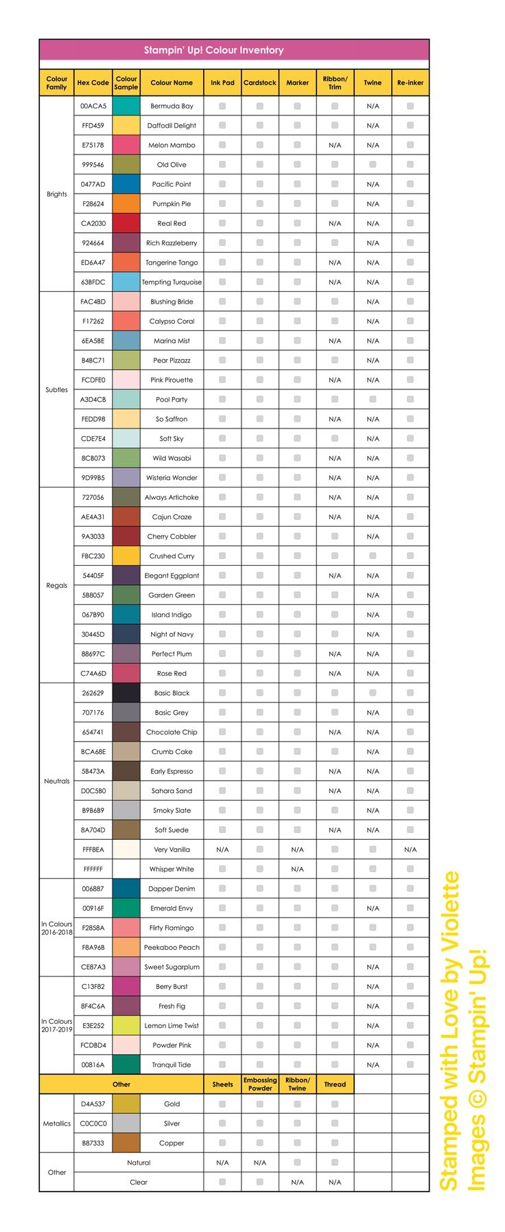 An Inventory Chart See What You Have At A Glance Stampin Up An Inventory Chart See What You Have At A Glance Stampin Up