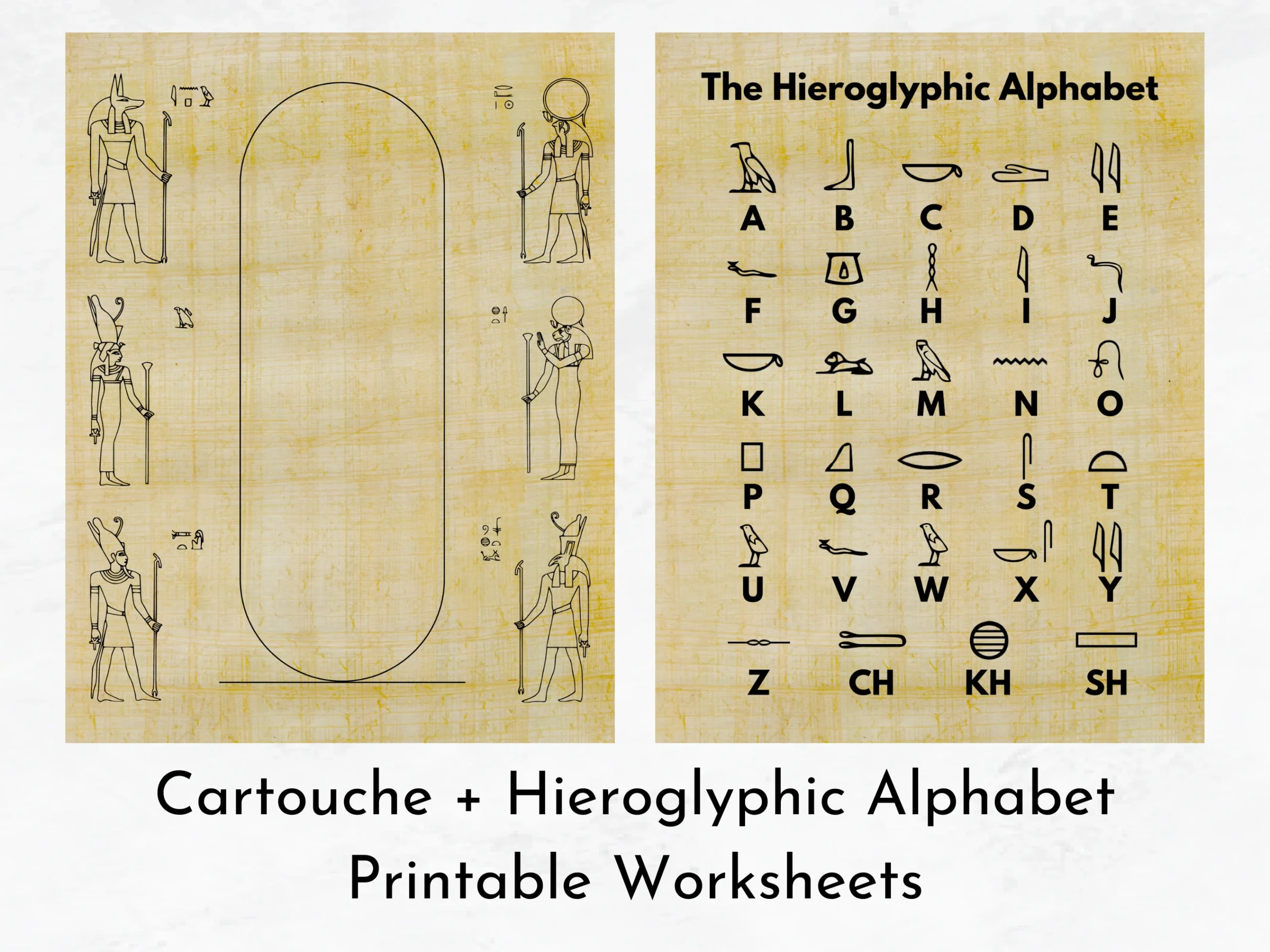 Ancient Egyptian Hieroglyphic Alphabet Cartouche Printable 