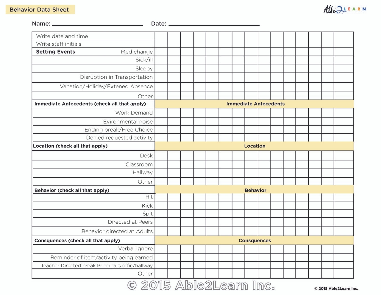 Free Printable Comp Data Sheets Aba Free Printable Comp Data Sheets Aba