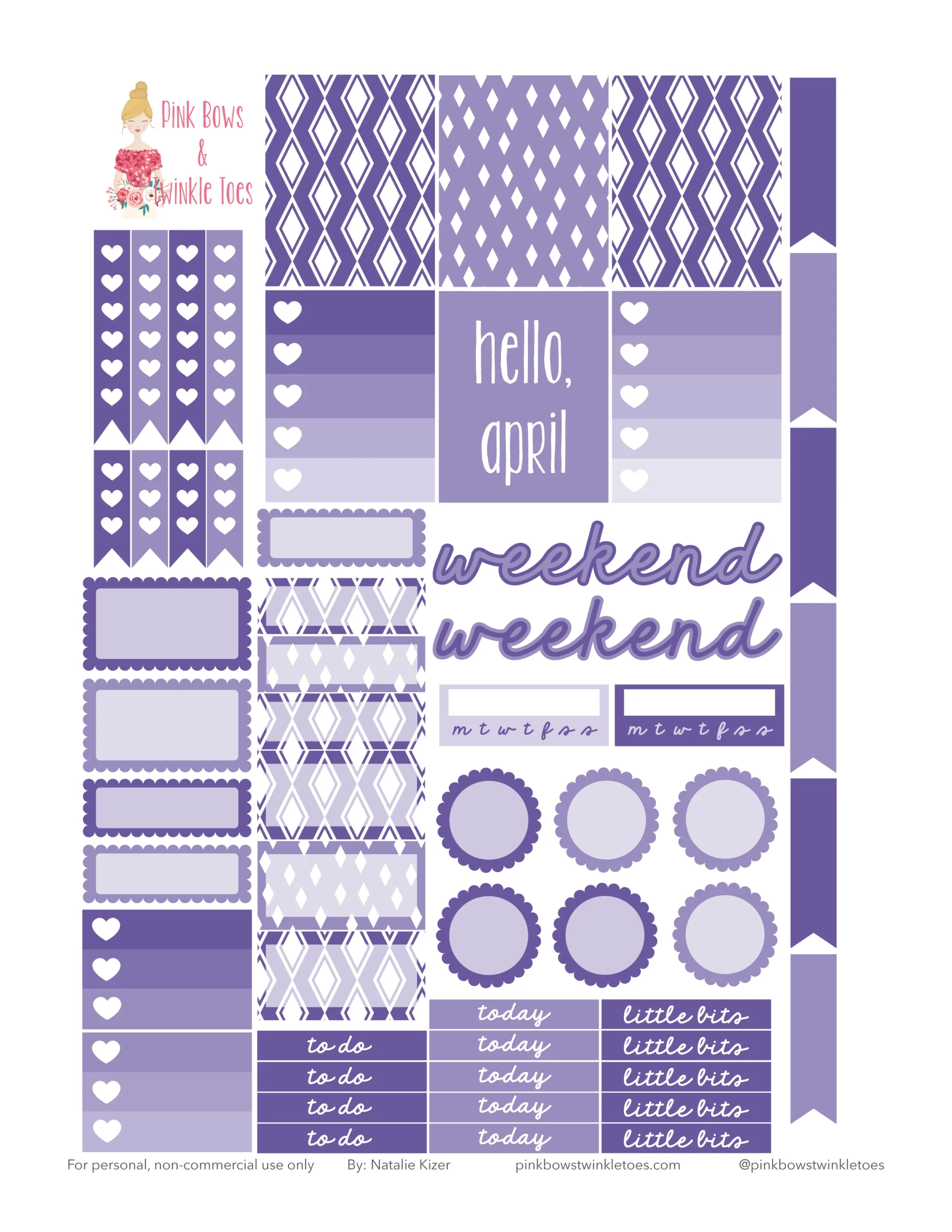 April Functional Planner Stickers Free Printable Pink Bows 