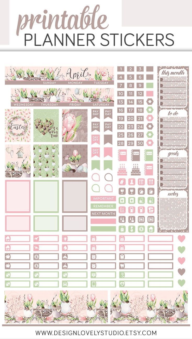 Free Printable April Planner Stickers
