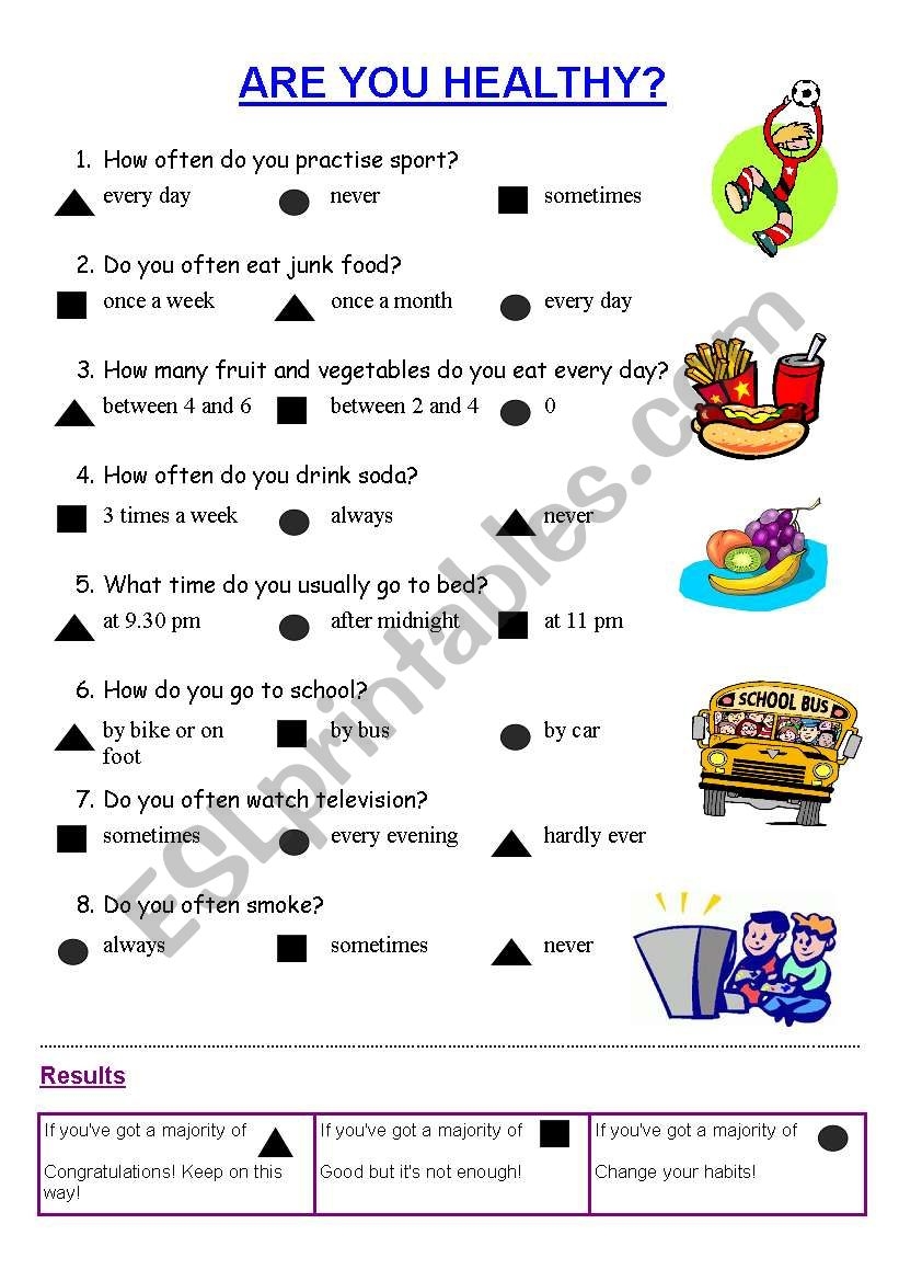 Are You Healthy ESL Worksheet By Zeline