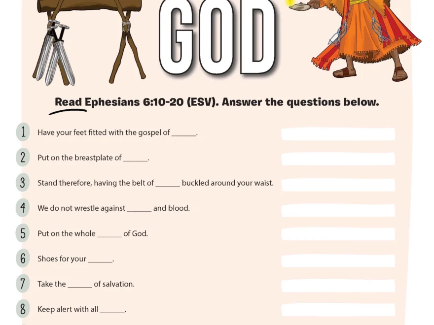 Armor Of God Bible Quiz PDF Bible Pathway Adventures