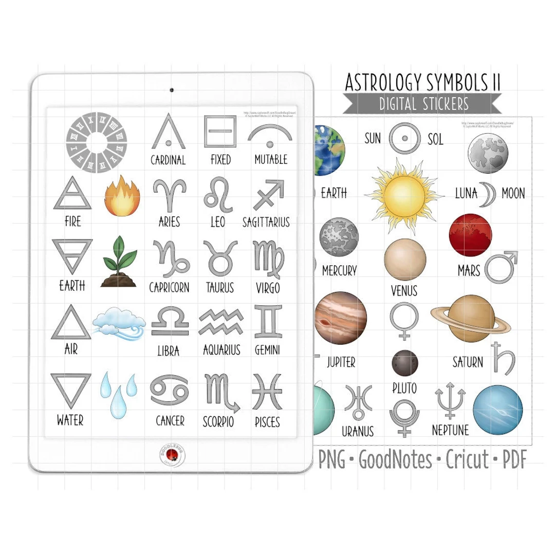 Astrologie Symbole Digitale Planer Aufkleber Sternzeichen Astrologie Symbole Digitale Planer Aufkleber Sternzeichen