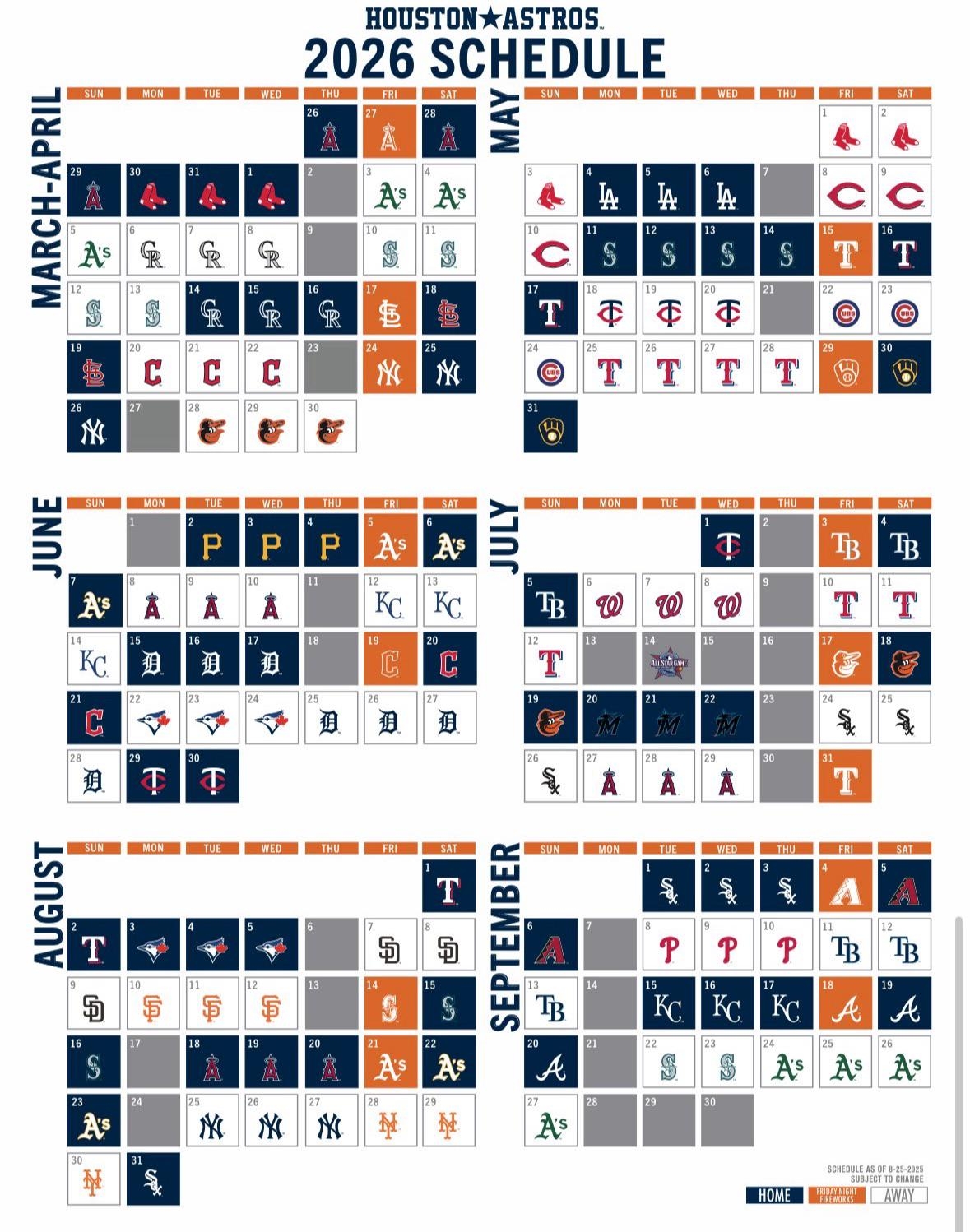 Astros 2026 Schedule Released R Astros