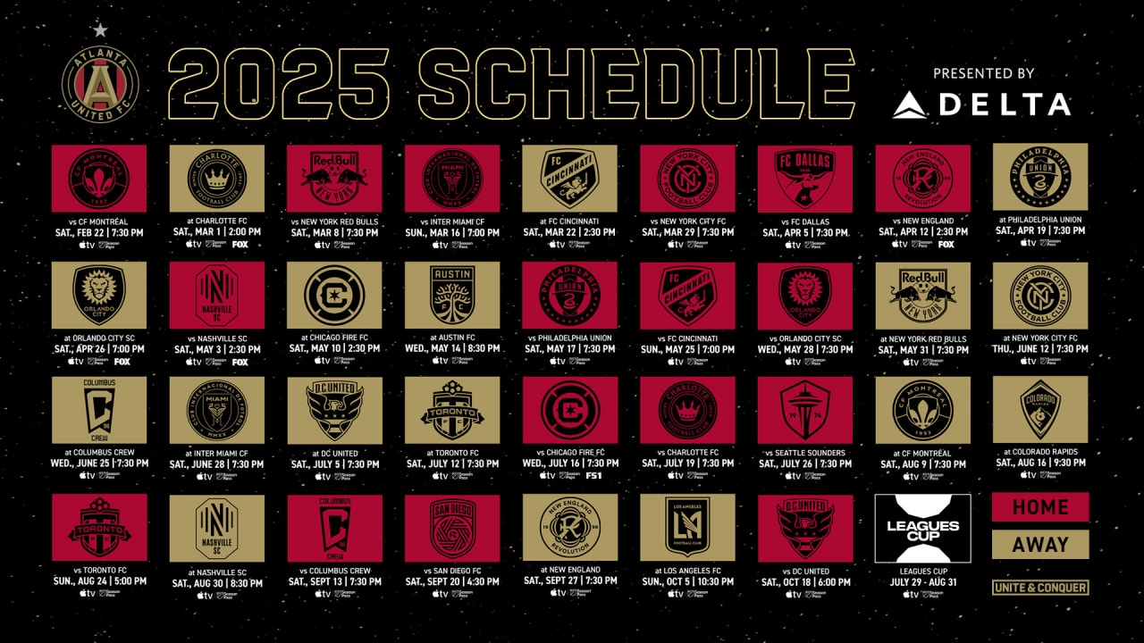 Atlanta United 2025 Major League Soccer Regular Season Schedule 