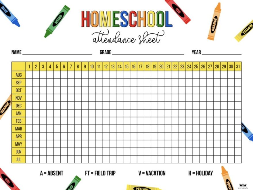 Attendance Sheets 52 FREE Printables Printabulls