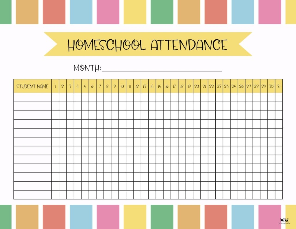 Attendance Sheets 52 FREE Printables Printabulls Attendance Sheets 52 FREE Printables Printabulls