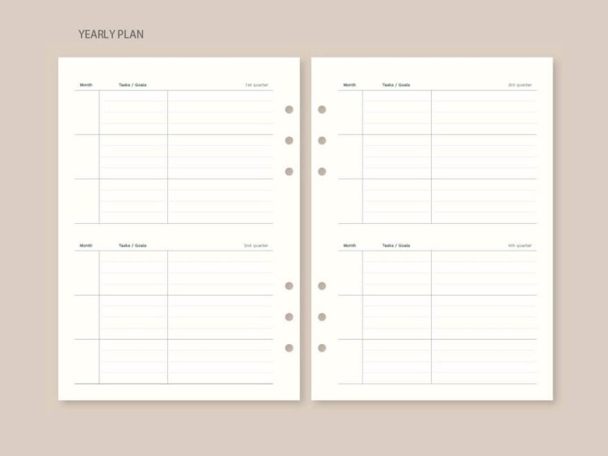 Attitude 6 ring A5 Undated Weekly Planner Refills Set